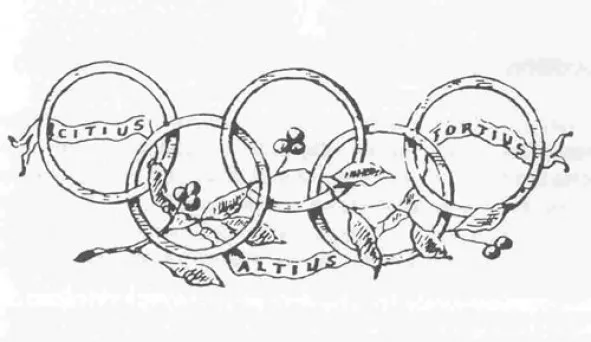 Devise olympique :  "Citius, Altius, Fortius" (« plus vite, plus haut, plus fort »). Source Image : https://cnosf.franceolympique.com/cnosf/actus/4933-la-devise-olympique.html